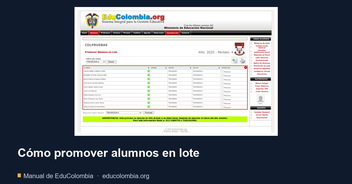 Cómo promover alumnos en lote
