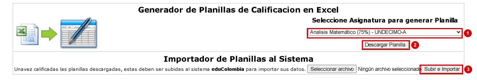 Generador de planillas en Excel e importador de planillas al sistema