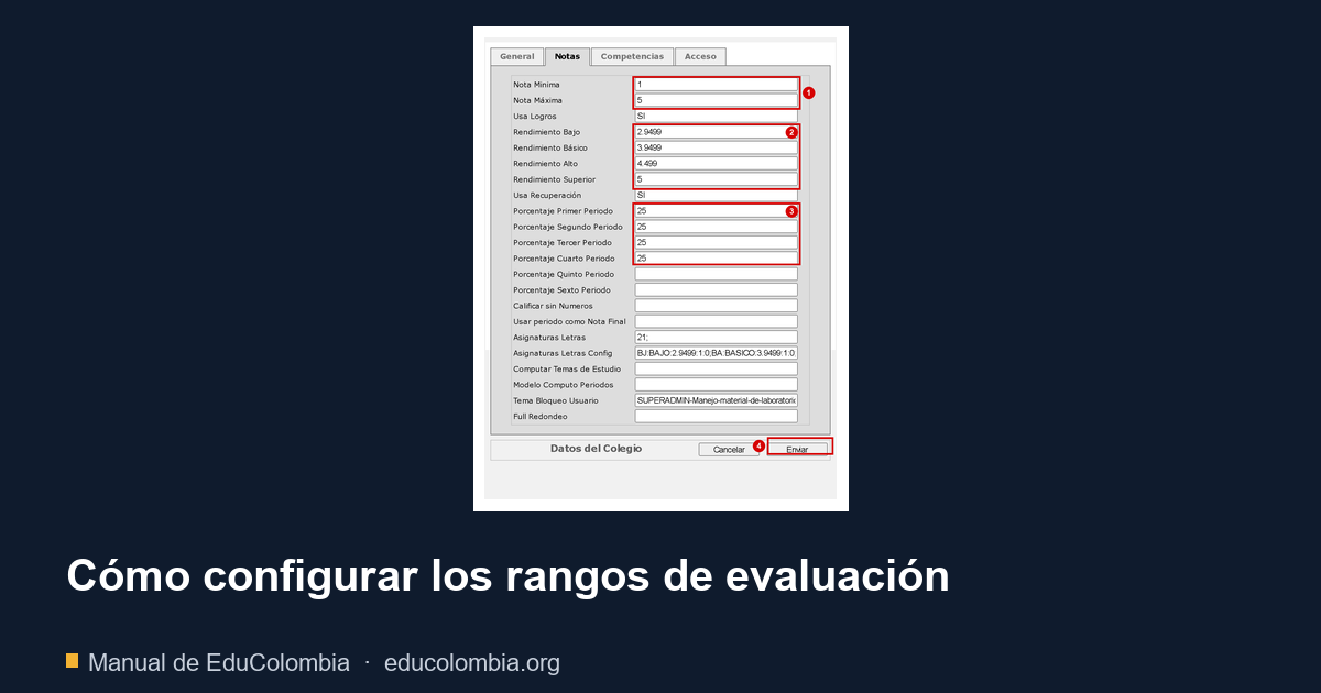 Cómo configurar los rangos de evaluación