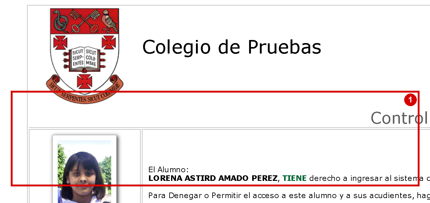 Control de acceso del alumno y sus acudientes