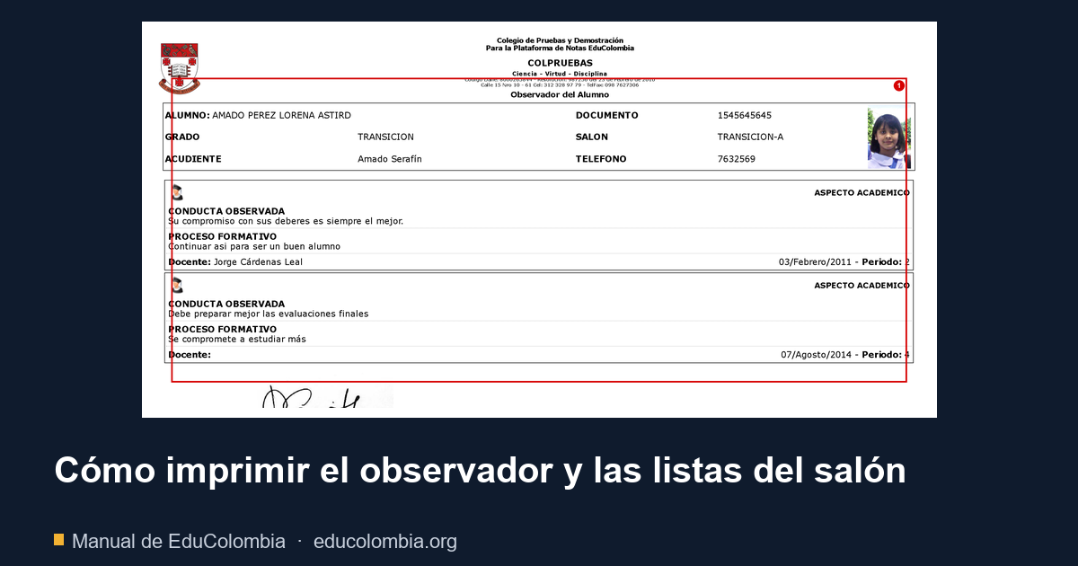 Cómo imprimir el observador y las listas del salón