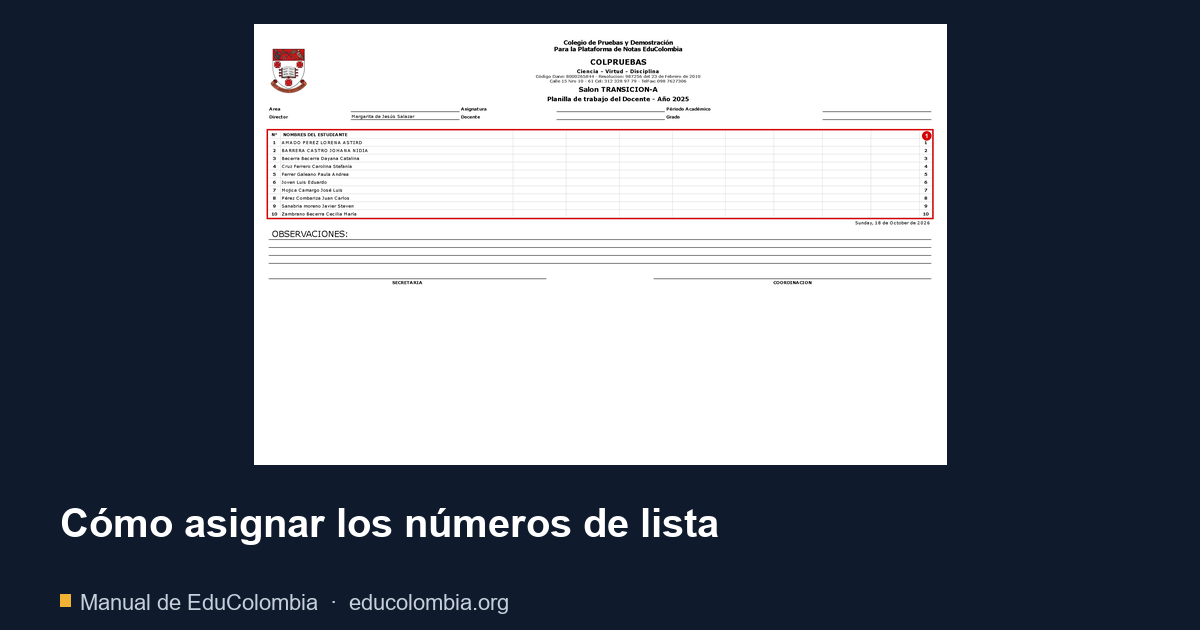 Cómo asignar los números de lista