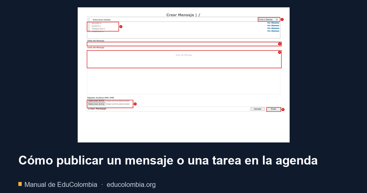 Cómo publicar un mensaje o una tarea en la agenda